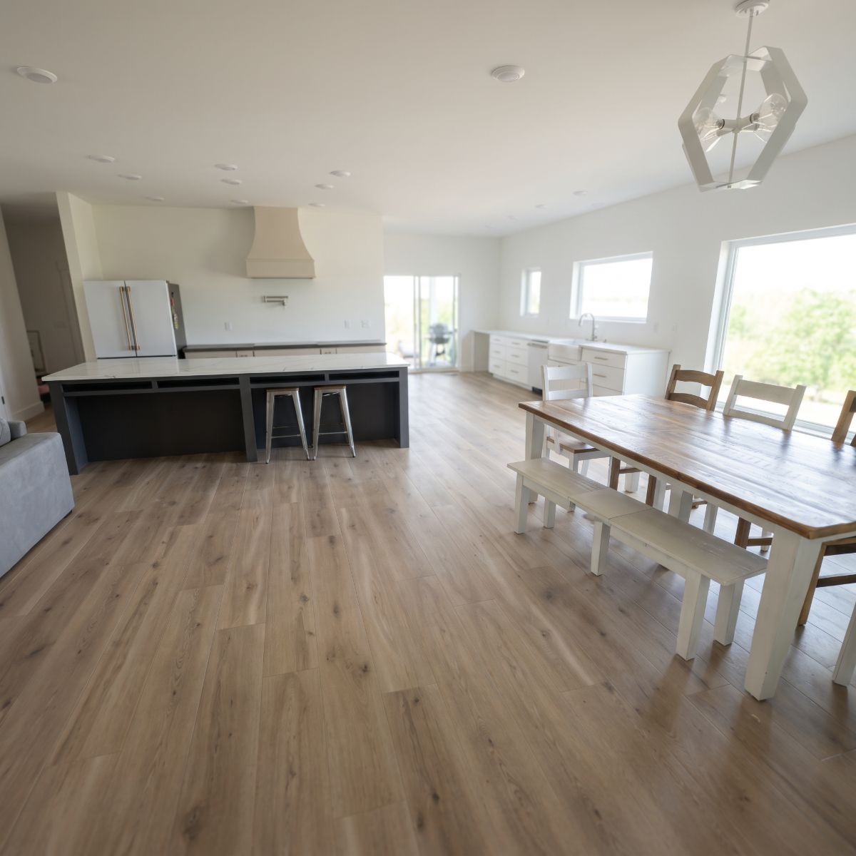 COREtec Sea Salt Oak luxury vinyl plank flooring installed in Tiffin, Iowa